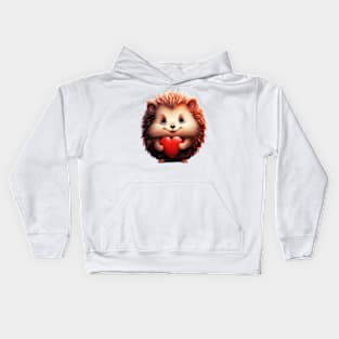 Valentine Hedgehog Holding Heart Kids Hoodie